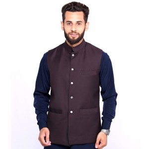 Kamaal Khan Brownish Maroon Suiting  Waistcoat For Men - KK-41